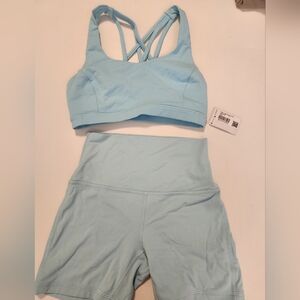 Lululemon Athletica ICING Blue Free to Be Serene Bra NWT  And Align 4 Inch Short